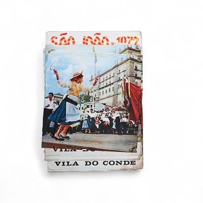 P&Oacute;STERES ANTIGOS "S&atilde;o Jo&atilde;o de Vila do Conde". Conjunto de 8 impress&otilde;es litogr&aacute;ficas a cores 