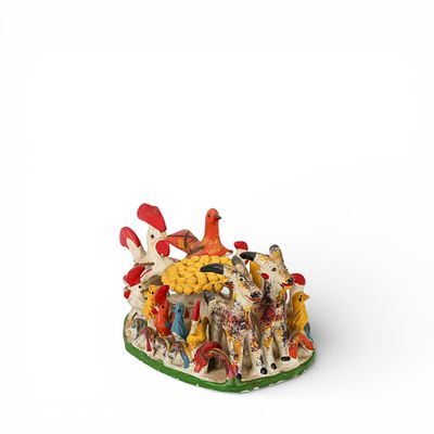 ROSA C&Ocirc;TA (Atrib.) - GRANDE APITO EM BARRO 'GALINHEIRO' . Grupo escult&oacute;rico em barro policromado 