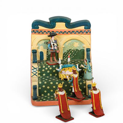 OLARIA ALFACINHA - PRES&Eacute;PIO EM BARRO DE ESTREMOZ. Pres&eacute;pio de altar em barro policromado de 