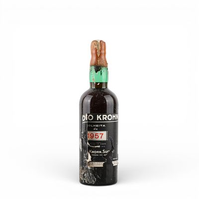 KROHN`S 1957. Garrafa de vinho do Porto Krohn`s colheita 1957, 75 cl. 
Sinais de armazenamento 