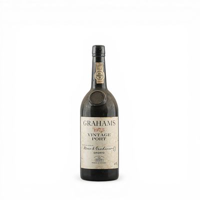 GRAHAM&acute;S VINTAGE PORT 1975. Garrafa de vinho do Porto 1975 Vintage Port, 75 cl. 
Sinais de 