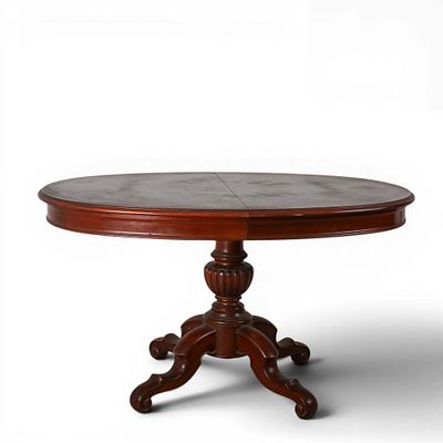 MESA DE JANTAR ROM&Acirc;NTICA. Mesa de jantar oval extens&iacute;vel (sem t&aacute;buas), base com bala&uacute;stres e p&eacute;s 