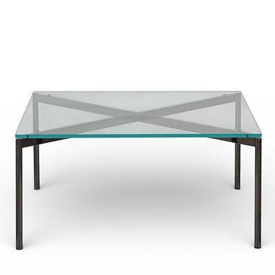MIES VAN DER ROHE (Atrib.) - COFFEE TABLE 'Barcelona'. Mesa com estrutura em a&ccedil;o inoxidavel 