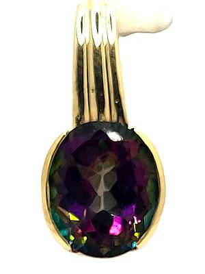 Large and Chunky Bezel-Set Green Mystic Topaz Pendant. This pendant is a perfect match with the 