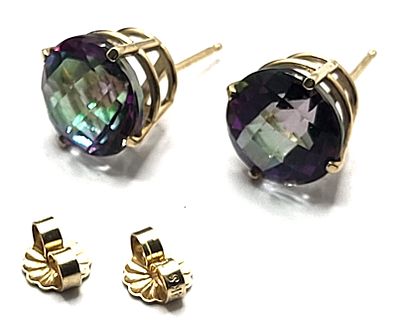 Large 10.00mm Round Mystic Topaz Stud Earrings. These earring are a perfect match for the 
