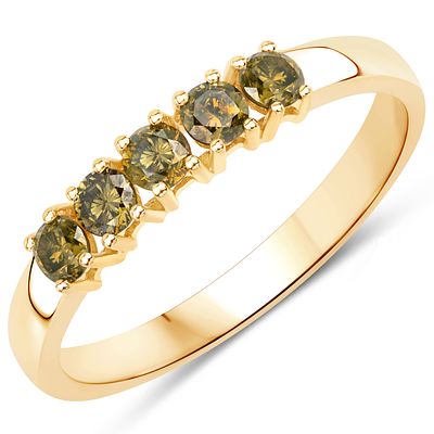 Trendy Mixed Yellow Diamond Stackable Ring or Band. 14K Yellow 
Earth-Mined, Natural Diamond 