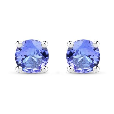 Tanzanite Solitaire Earrings- Minimalists for Adults .925. This is a pair of sterling silver 
