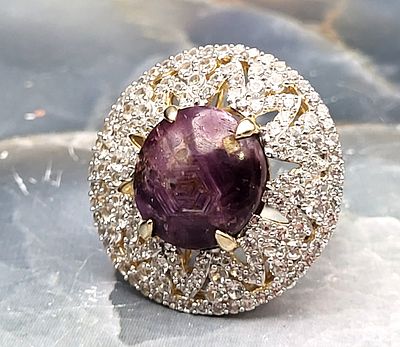 Star Ruby and White Sapphire Certified Statement Ring. Certified: AIG (American International 