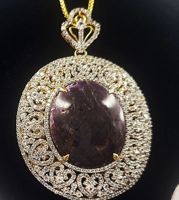 Genuine Ruby and White Sapphire Glam Necklace WOW. Certification and Appraisal: GLA (Gemological 