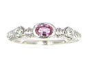 White Gold Pink Sapphire and Diamond Stacker Ring. Setting: 14K White Gold 
Main Gemstone: Image - 5