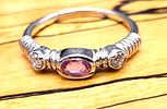 White Gold Pink Sapphire and Diamond Stacker Ring. Setting: 14K White Gold 
Main Gemstone: Image - 2