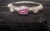 White Gold Pink Sapphire and Diamond Stacker Ring. Setting: 14K White Gold 
Main Gemstone: Image - 9