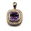 Brazilian Amethyst and Diamond Halo Pendant. Setting: 14K Yellow Gold 
Main Gemstone: Image - 1