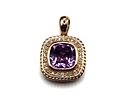 Brazilian Amethyst and Diamond Halo Pendant. Setting: 14K Yellow Gold 
Main Gemstone: Image - 3