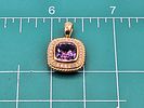 Brazilian Amethyst and Diamond Halo Pendant. Setting: 14K Yellow Gold 
Main Gemstone: Image - 7