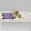 Lavender Jadeite Dangling Bar Earrings. Setting: 14K Yellow Gold 
Main Gemstone: Lavender Image - 1