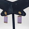 Lavender Jadeite Dangling Bar Earrings. Setting: 14K Yellow Gold 
Main Gemstone: Lavender Image - 5