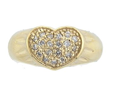 Classic Pave' Diamond Heart Ring. Setting: 14K Yellow
Main Gemstone: Natural