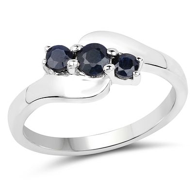 14K White Gold Vermeil Black Sapphire Ring .925. Setting: Vermeil-14K White Gold OVER Sterling