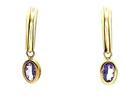 14K Yellow Gold Dangling Tanzanite Earrings. Setting: 14K Yellow Gold 
Main Gemstone: 