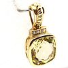 14K Yellow Gold Lemon Quartz and Diamond Pendant. Setting: 14K Yellow Gold 
Main Gemstone: Image - 2