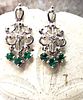 14K White Gold Emerald & Diamond Festoon Earrings. Setting: 14K White Gold 
Main Image - 1