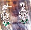 14K White Gold Emerald & Diamond Festoon Earrings. Setting: 14K White Gold 
Main Image - 3