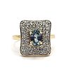 Light Blue Sapphire and Wide Diamond Frame Ring. Setting: 14K Yellow Gold 
Main Gemstone: Image - 4