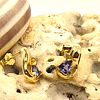 14K Yellow Gold Trilliant-Cut Tanzanite and Diamond Earrings. S etting: 14K Yellow Gold 
Image - 1