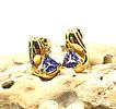 14K Yellow Gold Trilliant-Cut Tanzanite and Diamond Earrings. S etting: 14K Yellow Gold 
Image - 4