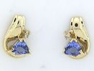 14K Yellow Gold Trilliant-Cut Tanzanite and Diamond Earrings. S etting: 14K Yellow Gold 
Image - 6