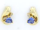 14K Yellow Gold Trilliant-Cut Tanzanite and Diamond Earrings. S etting: 14K Yellow Gold 
Image - 9