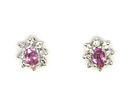 14K White Gold Pink Sapphire and Diamond Halo Earrings. Setting: 14K White Gold 
Main Image - 2