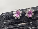 14K White Gold Pink Sapphire and Diamond Halo Earrings. Setting: 14K White Gold 
Main Image - 3