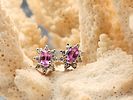 14K White Gold Pink Sapphire and Diamond Halo Earrings. Setting: 14K White Gold 
Main Image - 5