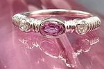 White Gold Pink Sapphire and Diamond Stacker Ring. Setting: 14K White Gold 
Main Gemstone: Image - 3