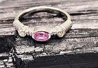 White Gold Pink Sapphire and Diamond Stacker Ring. Setting: 14K White Gold 
Main Gemstone: Image - 7