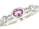 White Gold Pink Sapphire and Diamond Stacker Ring. Setting: 14K White Gold 
Main Gemstone: Image - 1