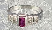 Ruby and Diamond Geometric Pyramid Ring - Modern. Setting: 14K White Gold 
Main Gemstone: Image - 1