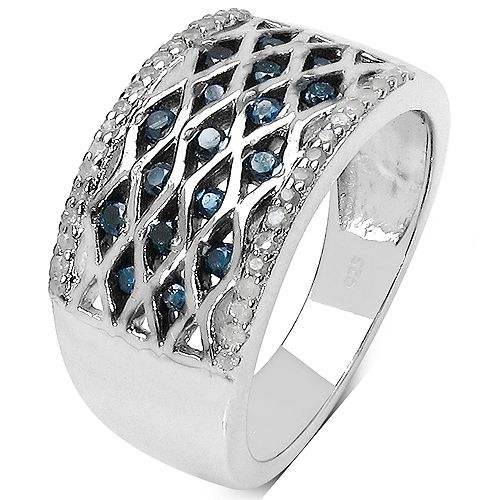 Blue and White Diamond Ring in Sterling Silver. Match this ring with the slide-through blue 
