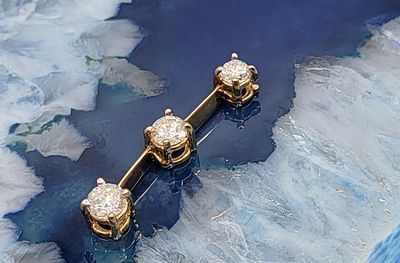 Diamond 3-Stone Pendant Past, Present, Future. Setting: 14K Yellow Gold 
Main Gemstone: 