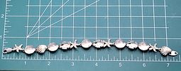 Seashells, Sand Dollars, Starfish, and Scallops Bracelet. Cast in: Sterling Silver .925 
Image - 5