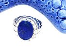 Man's Denim Lapis Ring in Sterling Silver. Setting: Sterling Silver .925 
Main Gemstone: Image - 7
