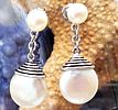 Honora Coin & Drop Cultured Pearl Dangle Earrings. Setting: .925 Sterling Silver 
Main Image - 2