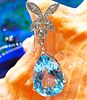 Swiss Blue Topaz & Diamond Butterfly Drop Pendant. Setting: Sterling Silver .925 
Main Image - 2