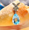 Swiss Blue Topaz & Diamond Butterfly Drop Pendant. Setting: Sterling Silver .925 
Main Image - 3