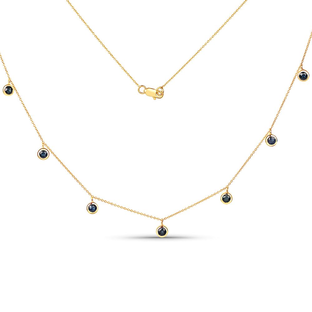 Blue Sapphire Station Necklace-Great for Layering. Setting: 10K Yellow Gold 
Main 