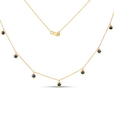 Blue Sapphire Station Necklace-Great for Layering. Setting: 10K Yellow Gold 
Main 