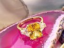 Canary & White Cubic Zirconia 14K Yellow Gold RIng. Setting: 14K Yellow Gold 
Main Image - 1