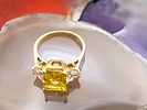Canary & White Cubic Zirconia 14K Yellow Gold RIng. Setting: 14K Yellow Gold 
Main Image - 4